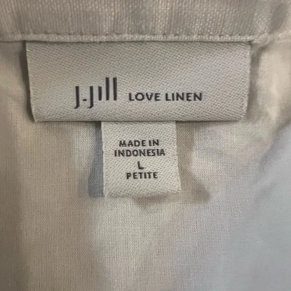 J. Jill Love Linen White Button Down Dress Petite Large EUC - Picture 5 of 5